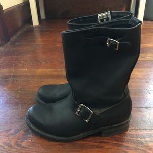 Frye Engineer Leather Boots- Black